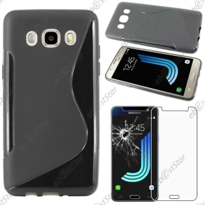 Abbildung von ebestStar kompatibel mit Samsung Galaxy J5 2016 Hülle SM J510F TPU S line Style Silikongel Handyhülle, Schutzhülle Case Cover, Schwarz + Panzer Schutz Glas