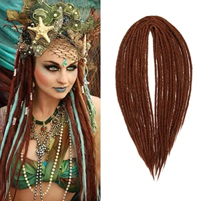 Abbildung von Dsoar 20 Zoll 10 Stränge/Pack Synthetische Dreadlocks Double Ended Verlängerungen Dünne 0,6cm Gehäkelte Geflochtene Haare Weiche Dreads Reggae Hip Hop Hippie Stil 350#