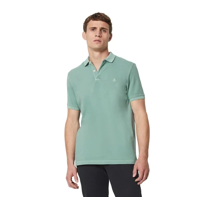 Abbildung von Marc O&#039;Polo Short Sleeve RIB Collar AND Cuffs Slits AT HEM Poloshirt, Herren, Größe: Large, Midnight moss