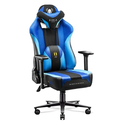 Abbildung von Diablo X Player Gaming Stuhl Bürostuhl Schreibtischstuhl Stoff 3D Armlehnen Ergonomisches Design Nacken/ Lendenkissen (Frost Black, King (XL))