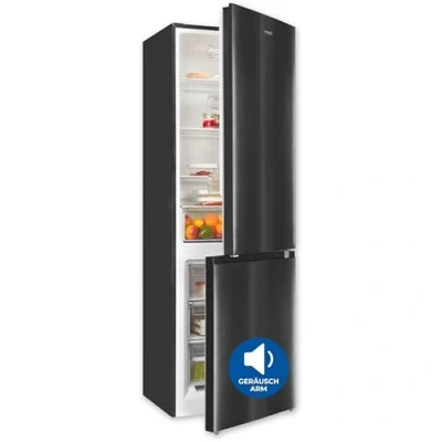 Abbildung von Exquisit Kühl Gefrierkombination, Kühlschrank mit Gefrierfach, 4 Sterne Gefrieren, 315 Liter, Alarm Funktion, KGC5320 95 E 040C inoxlook az