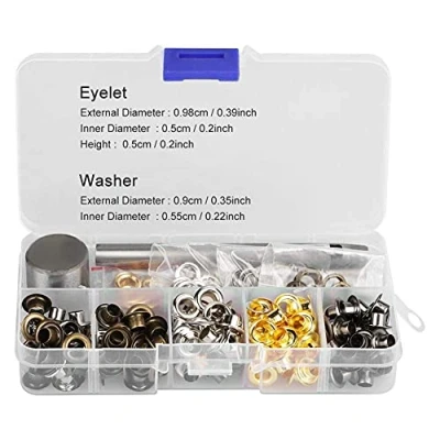 Abbildung von Walfront Ösen Set 5 mm x 220 Stück 3 420 Metallösen mit Aufbewahrungsbox für Schuhe Kleidung Leder Handwerk DIY Projekte (4 Stück)