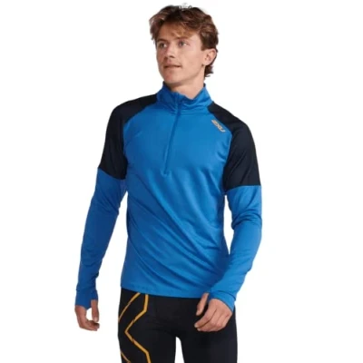 Abbildung von 2XU Herren Light Speed 1/2 Reißverschluss Langarmshirt, Starling/Turmeric Reflective, XL