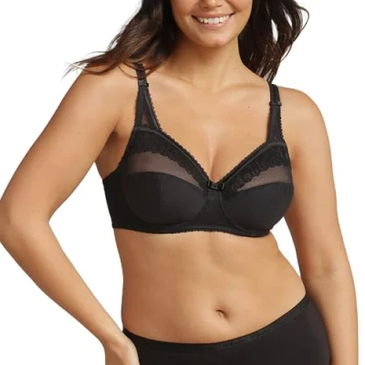 Abbildung von Playtex Damen Bügel BH mit Zauberkreuz für perfekte Unterstützung &amp; Halt Mikrofaser x1 Bh, Schwarz, 80D