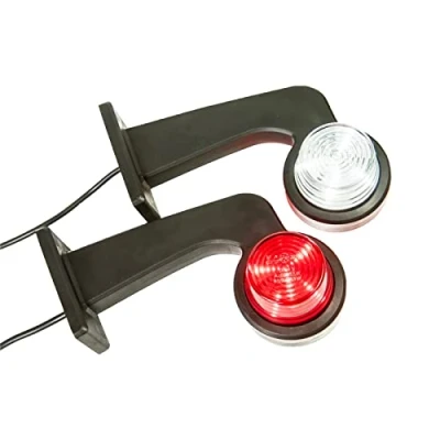 Abbildung von 2 x LED Gummi Begrenzungsleuchte Seitenleuchte 12V 24V mit Old School STYLE Positionsleuchte Auto LKW PKW Wohnwagen KFZ Lampe Leuchte Licht Rot Weiß