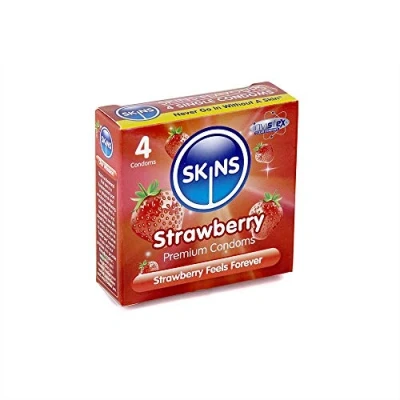 Abbildung von «Strawberry» Kondome mit Erdbeeraroma ohne Latexgeruch (4 Kondome) 4 St