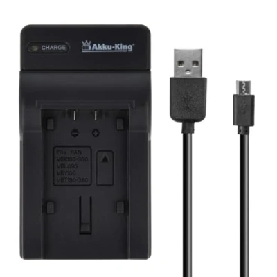 Abbildung von USB Akku Ladegerät kompatibel mit Panasonic VW VBK180, VBK360, VBL090, VBT190, VBT380, VBY100
