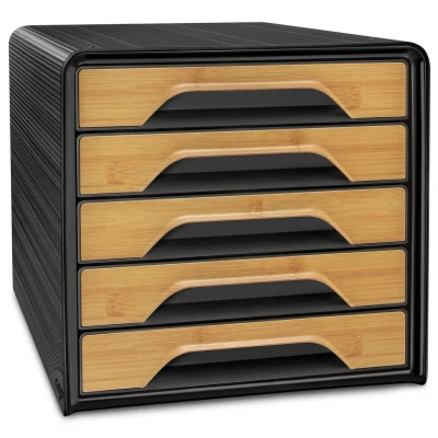 Abbildung von CEP Schubladenbox mit 5 flachen Schubladen Schwarz Bambu