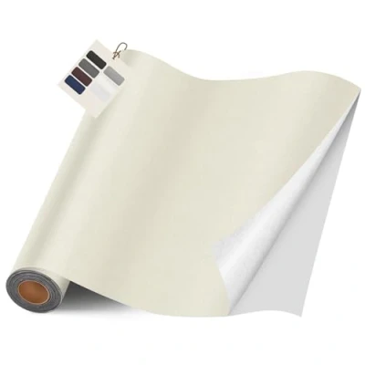 Abbildung von Leder kunstleder selbstklebend, 40 x 400cm Reparatur set, Kit für Möbel, Sofa, Autositze, Taschen, und Renovierung(Glatt Weiß)