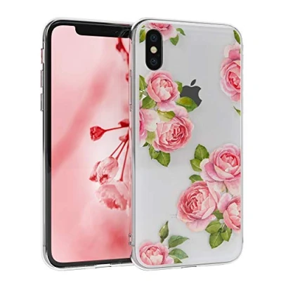 Abbildung von EAZY CASE Handyhülle Silikon mit Kameraschutz kompatibel iPhone XS Max im Blumen Design, Rosen Motiv Hülle, Ultra dünn, Slimcover, Silikonhülle, Backcover, Transparent Blumenmuster