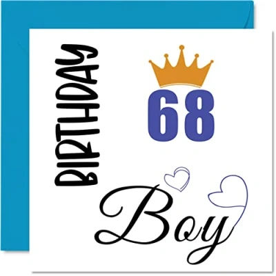 Abbildung von Geburtstagskarte zum 68. Geburtstag für Männer Junge Happy Karten 68 Jahre alten Mann Großvater Opa Stiefvater Onkel Bruder 145 mm Sixty Eight Eighth Bday Grußkarten Geschenk