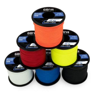 Abbildung von GO!elements 30m Paracord 2mm Seil aus reißfester Nylonschnur 100 Typ I Survival Schnur Reißfest bis 45kg geeignet als Allzweckseil, Reepschnur, Kordel, Maurerschnur, Farbe: Fun