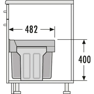 Abbildung von Hailo Einbaumülleimer 3666131 AS Terzett 10L/10L/10L Dunkelgrau, Abfallsammler Mülleimer
