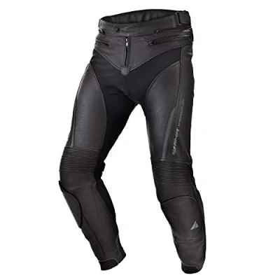 Abbildung von SHIMA CHASE Motorradhose Leder, Sporthose mit Hüft und Knieprotektoren, perforiertes für 2 teilige Kombi (Schwarz, 52)