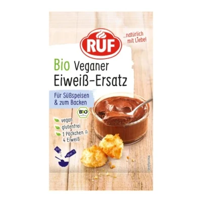 Abbildung von RUF Bio Veganer Eiweiß Ersatz, pflanzliche Alternative zu Eiweiß, veganes &amp; glutenfreies Ei Ersatz Pulver, Pulver zum Kochen Backen, 1 x 20g