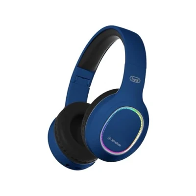 Abbildung von Trevi DJ 12E60 BT, kabellose Stereo Kopfhörer mit eingebautem Mikrofon und Anrufannahme Taste, bequem faltbar, Micro SD, AUX IN, wiederaufladbarer Akku, Autonomie 7 9 Stunden, Blau