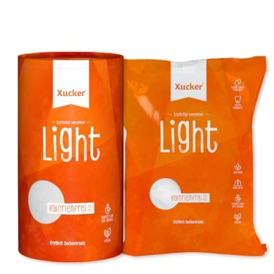 Abbildung von Xucker Light Erythrit 1kg Dose + Nachfüllpack kalorienfreier Kristallzucker Ersatz als Vegane &amp; zahnfreundliche Zucker Alternative I zuckerfrei 0 kcal 100% sweet 2x1kg