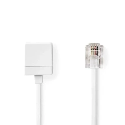 Abbildung von Nedis Telefon Verlängerungskabel RJ11 Stecker Buchse 5.00 m Kabeldesign: Flach Kabeltyp: Weiss
