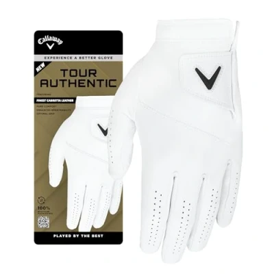 Abbildung von Callaway Golf Tour Authentic Herren Golfhandschuh 2025 Rechtshänder für Linkshänder, L, Weiß