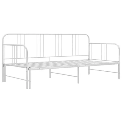 Abbildung von vidaXL Ausziehbett Sofabett Ausziehsofa Bettgestell Tagesbett Schlafsofa Gästebett Bett Metallbett Bettsofa Sofa Couch Weiß Metall 90x200cm
