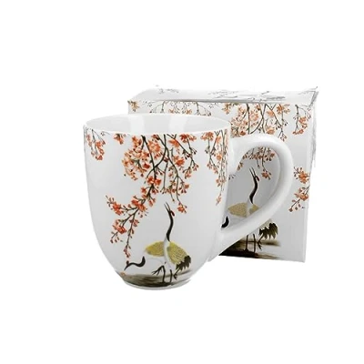 Abbildung von DUO Gift Becher XXL, Krug, Sommer Blumen, Tieren, Frühling Motiv, Porzellan ART GALLERY XXL 1000 ml SAKURA CRANES, KRANICHE, Kranich, Vpgel Kollektion, Geschenke, ideal als Geschenk