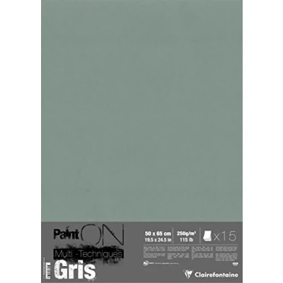 Abbildung von Clairefontaine 975812C PaintOn Mappe (mit 15 Bögen, 250 g, 50 x 65 cm, ideal für weiße Zeichnungen und Multitechniken) grau