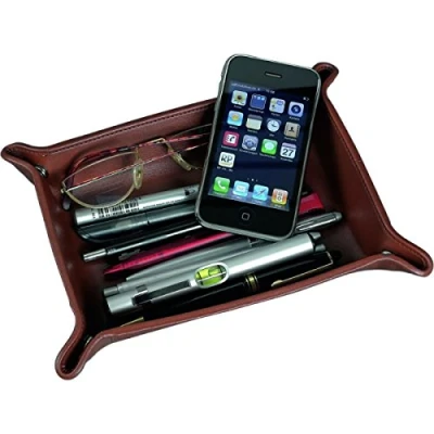 Abbildung von Alassio 52005 Utensilienschale aus Leder, Ablage in Cognac braun, Schale ca. 16 x 10 4 cm, Ablageschale für Kleinteile, Lederschale als Taschenleerer Schreibtisch und Konsole