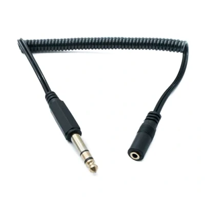 Abbildung von SYSTEM S Audio Kabel 60 cm Stereo TRS 6.35 mm Klinke Stecker zu 3,5 Buchse Spirale Adapter
