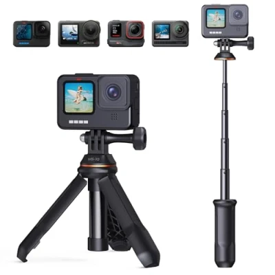 Abbildung von K&amp;F Concept MS10 GoPro stativ, Selfie Stick,Go pro Tripod,33CM Tischstativ, Tragbare SelfieStick Kompatibel mit GoPro, DJI Osmo Action、Insta 360