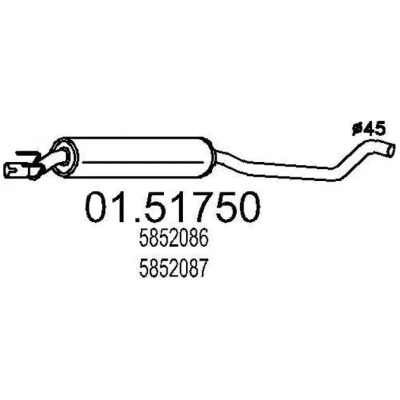 Abbildung von MTS 01.51750 Mittelschalldämpfer 1530 OPEL: Corsa B Schrägheck, Tigra Coupe