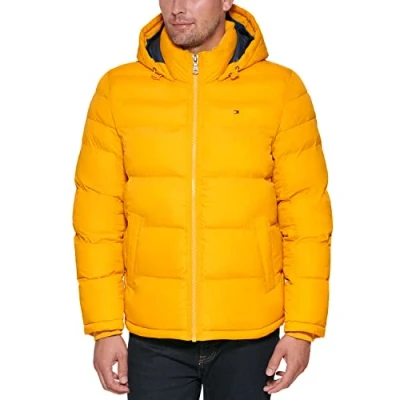 Abbildung von Tommy Hilfiger Herren Down Alternative Hooded Puffer Jacket (Standard and Big &amp; Tall) Daunenalternativer Mantel, Arctic Yellow, L