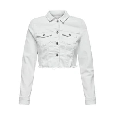 Abbildung von ONLY Onlwonder LS Cropped Jeansjacke, Damen, Größe: XL, White