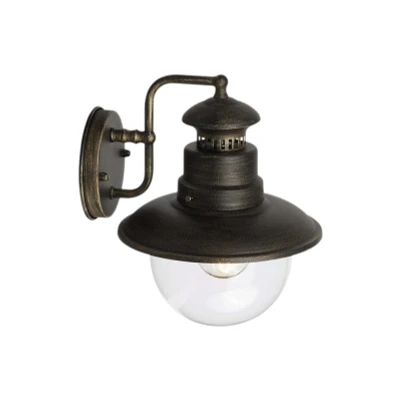Abbildung von Brilliant Außen Wandleuchte ARTU, LED wechselbar, 26cm Höhe, E27 max. 60W, Metall, hängend schwarz gold, rustikal