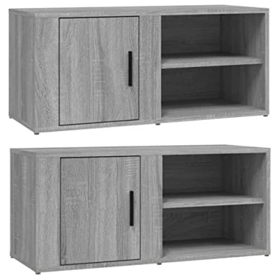 Abbildung von vidaXL 2X TV Schrank Lowboard Möbel Tisch Board Sideboard Fernsehtisch Fernsehschrank HiFi Grau Sonoma 80x31,5x36cm Holzwerkstoff