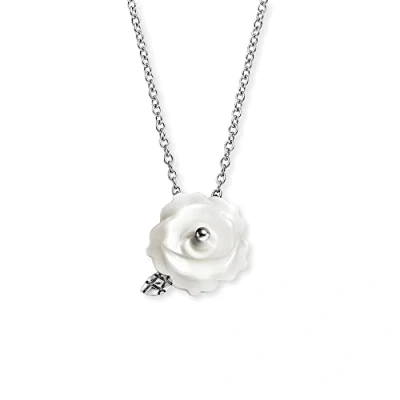 Abbildung von Engelsrufer Damen Halskette Rose Garden aus Sterling Silber mit Perlmutt Anhänger Karabinerverschluss in zwei Längen verstellbar nickelfrei