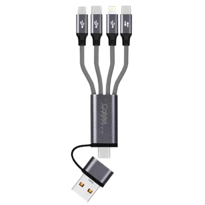 Abbildung von Callstel Handy Ladekabel: 8in1 Lade &amp; Datenkabel USB C/A zu C/Micro USB/Lightning, 30cm, 3A (USB Adapter Kabel, Ladekabel Typ C, 3in1 Schnellladekabel)