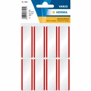 Abbildung von HERMA 10 x Namensetiketten Acetat Seide 54x19mm weiß/rot VE=16 Stück