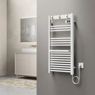 Abbildung von pro.tec Elektrischer Handtuchheizkörper Uvdal Badheizkörper 500 W Handtuchtrockner mit Thermostat 105 x 50 cm Handtuchheizung inkl. Touchscreen Badheizung Weiß