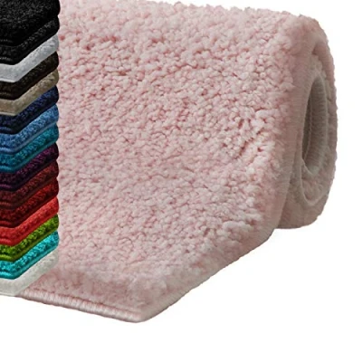 Abbildung von casa pura Badematte Rosa weicher, Flauschiger Badezimmerteppich in Shaggy Optik, Badvorleger rutschfest waschbar Duschvorleger, Teppich Fußmatte für Badezimmer, Dusche 60x100 cm, Sky Soft