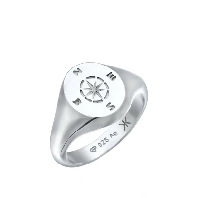 Abbildung von Kuzzoi Herren Silber Ring mit Kompass Windrose Symbol aus 925 Sterling Maritimer Siegelring für den Mann in der Ringgröße 60
