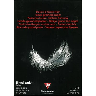 Abbildung von Clairefontaine 97645C Zeichenblock (20 Blatt, 160 g, 29,7 x 42 cm, ideal für Kunstunterricht, geleimt) schwarz