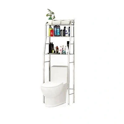 Abbildung von MAGIC SELECT Badezimmerregal über Toilette Rostfreier Stahl Sparen Sie Platz mit 3 Regalen Wasserdichtes Aufbewahrungsregal Höhenverstellbare Beine (E5491)