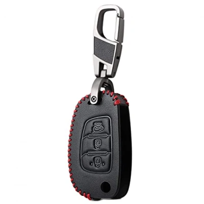 Abbildung von Leder Auto Remote Key Holder Case Cover für Hyundai i20 i30 IX25 IX35 Tucson Verna Solaris Elantra Accent