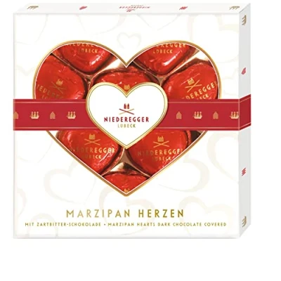 Abbildung von Niederegger Marzipan Pralinen Herzen mit Zartbitter Schokolade 125g