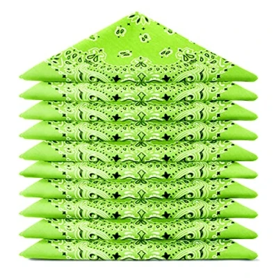 Abbildung von ...KARL LOVEN BANDANA 5 Stück Apfelgrün Paisley Mandala Muster 100% Baumwolle TÜV geprüft Dicker Stoff 20 Exklusivfarben