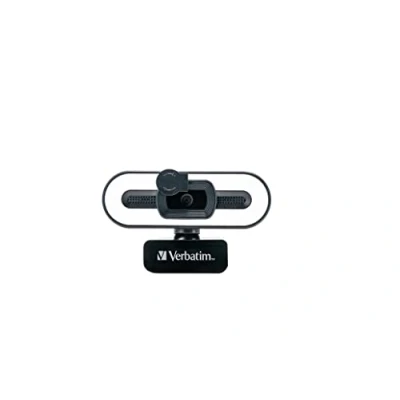 Abbildung von Verbatim Webcam mit Mikrofon und Beleuchtung, externe Kamera für Computer oder Laptop Full HD 1080 p Autofokus, Video Calls im Homeoffice als Streaming Cam
