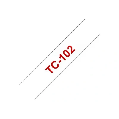Abbildung von Brother TC102 Schriftbandkassetten farblos rot 7,7m x 12mm laminiertfür P touch 8e series