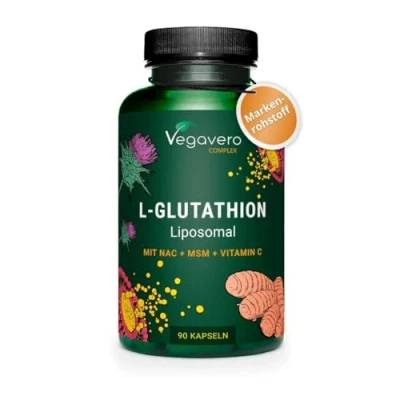 Abbildung von Reduziertes Glutathion Liposomales Pureway™ G Mit NAC, Glycin, Glutamin, Vitamin C, Selen, Mariendistel &amp; Curcuma Extrakt Vegan Ohne Zusatzstoffe Deutsche Produktion von Vegavero®