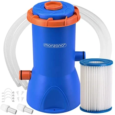 Abbildung von Monzana® Filterpumpe MZP90 3800L/h 90 W Leistung Pool Filter Kartusche Schlauch Kartuschenfilteranlage Poolpumpe Pumpe