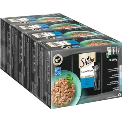 Abbildung von Sheba Selection Katzen Nassfutter im Portionsbeutel Fisch Variation (MSC) in Sauce Multipack 4x12x85g